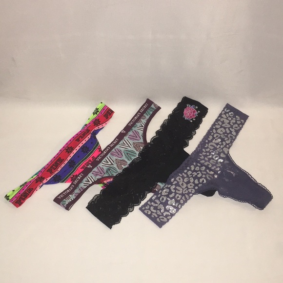 PINK Victoria's Secret Other - New VS & VS Pink Thongs 4 Pairs Size Medium